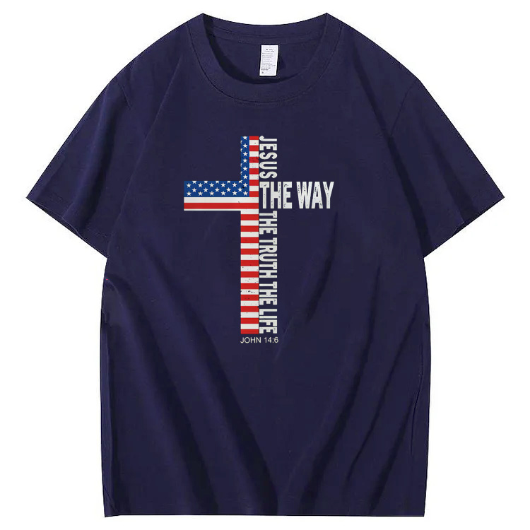 Jesus The Wat The Ture The Life Pattern Print 100%Cotton T-Shirt
