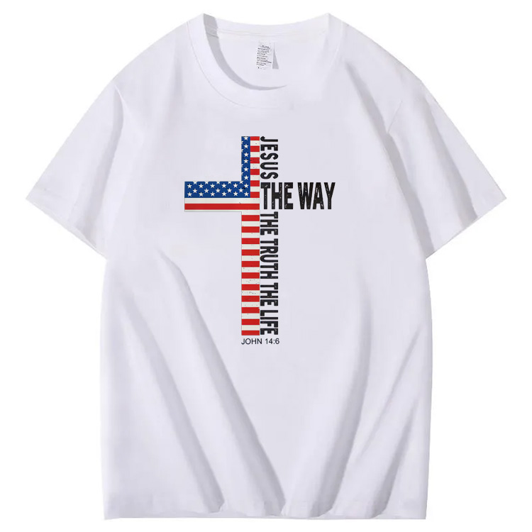 Jesus The Wat The Ture The Life Pattern Print 100%Cotton T-Shirt