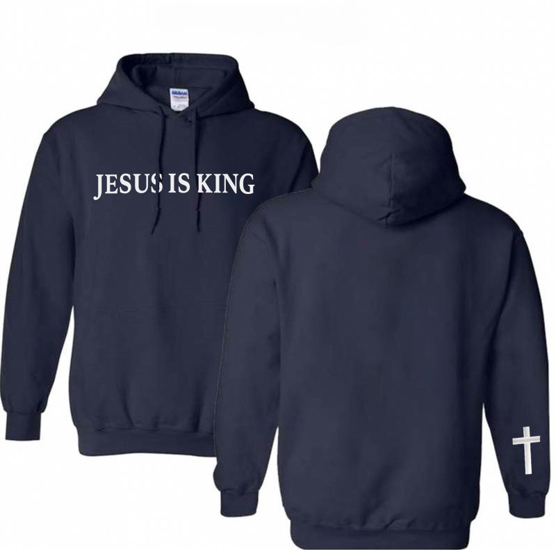 Jesus is King Pattern 100% 300g Cotton Classic Hoodie