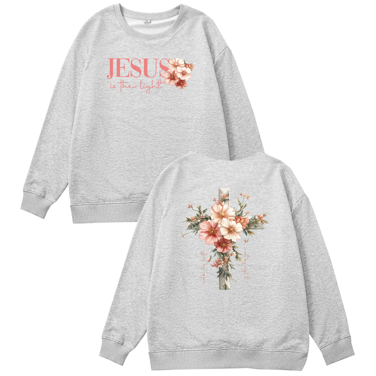 Jesus is The Light  Pattern 100% 300g CottonCrew Neck Sweatshirt