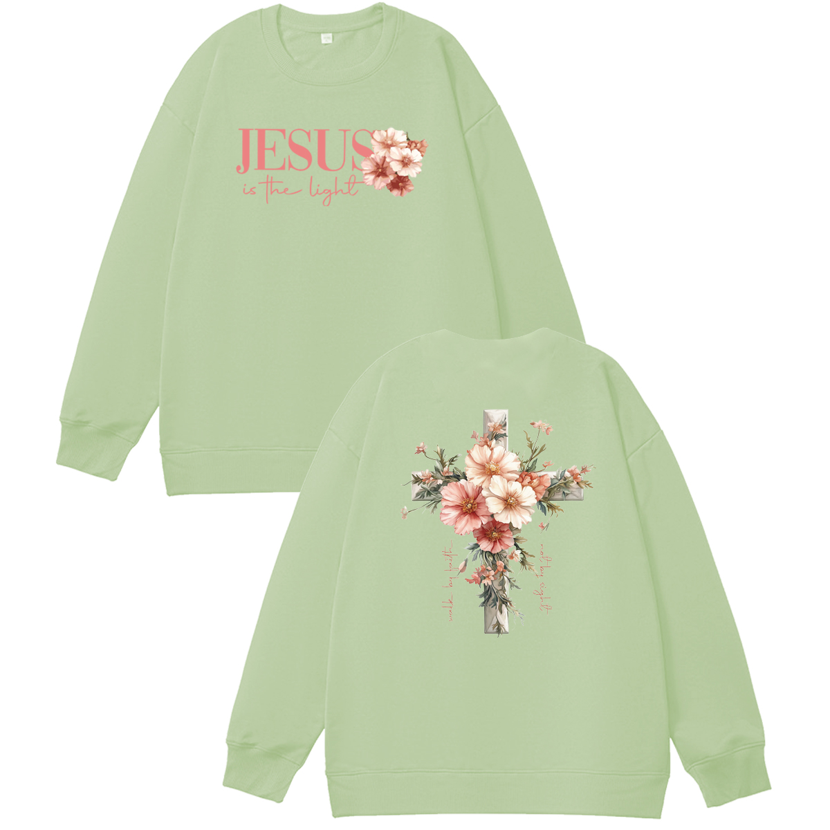 Jesus is The Light  Pattern 100% 300g CottonCrew Neck Sweatshirt
