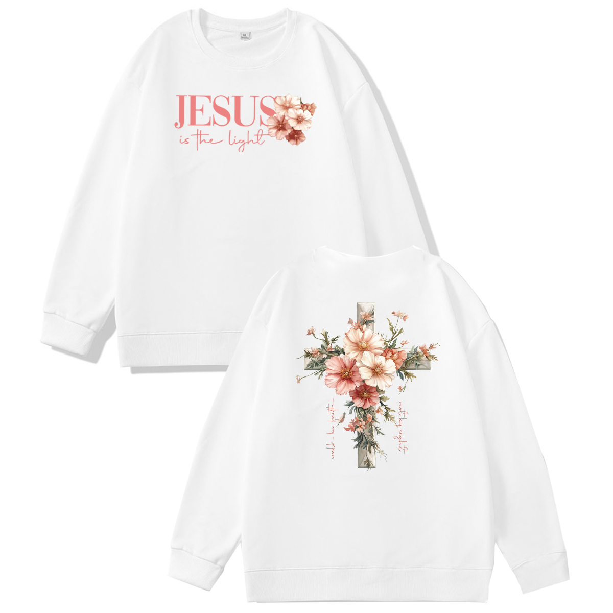 Jesus is The Light  Pattern 100% 300g CottonCrew Neck Sweatshirt