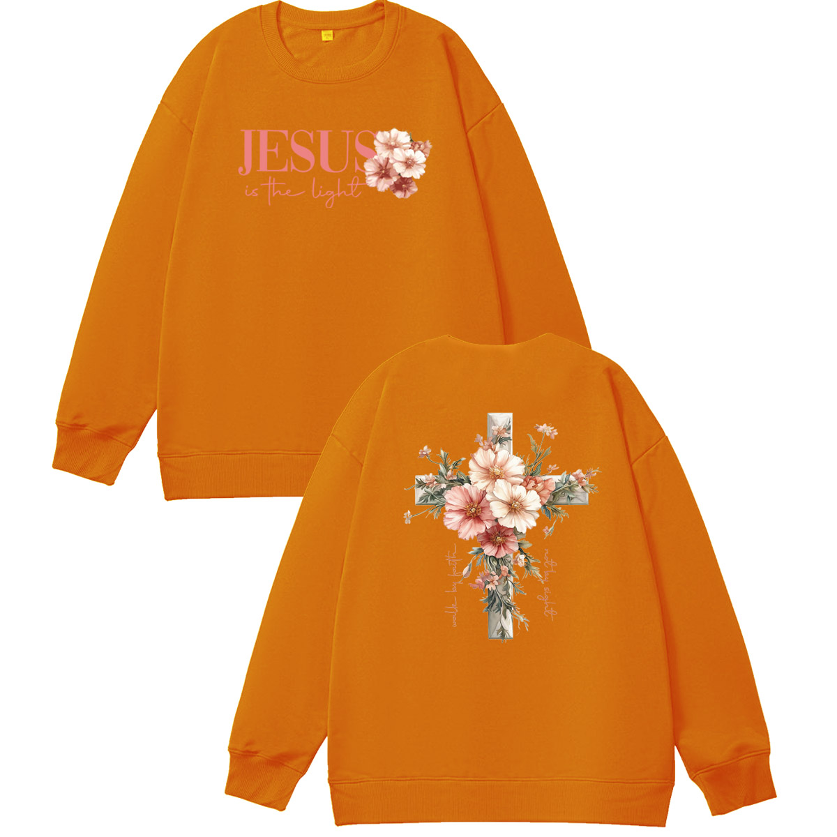 Jesus is The Light  Pattern 100% 300g CottonCrew Neck Sweatshirt