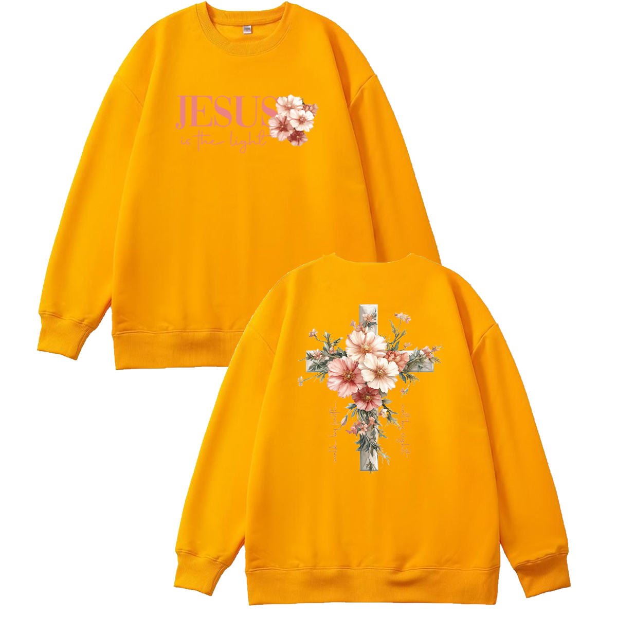 Jesus is The Light  Pattern 100% 300g CottonCrew Neck Sweatshirt
