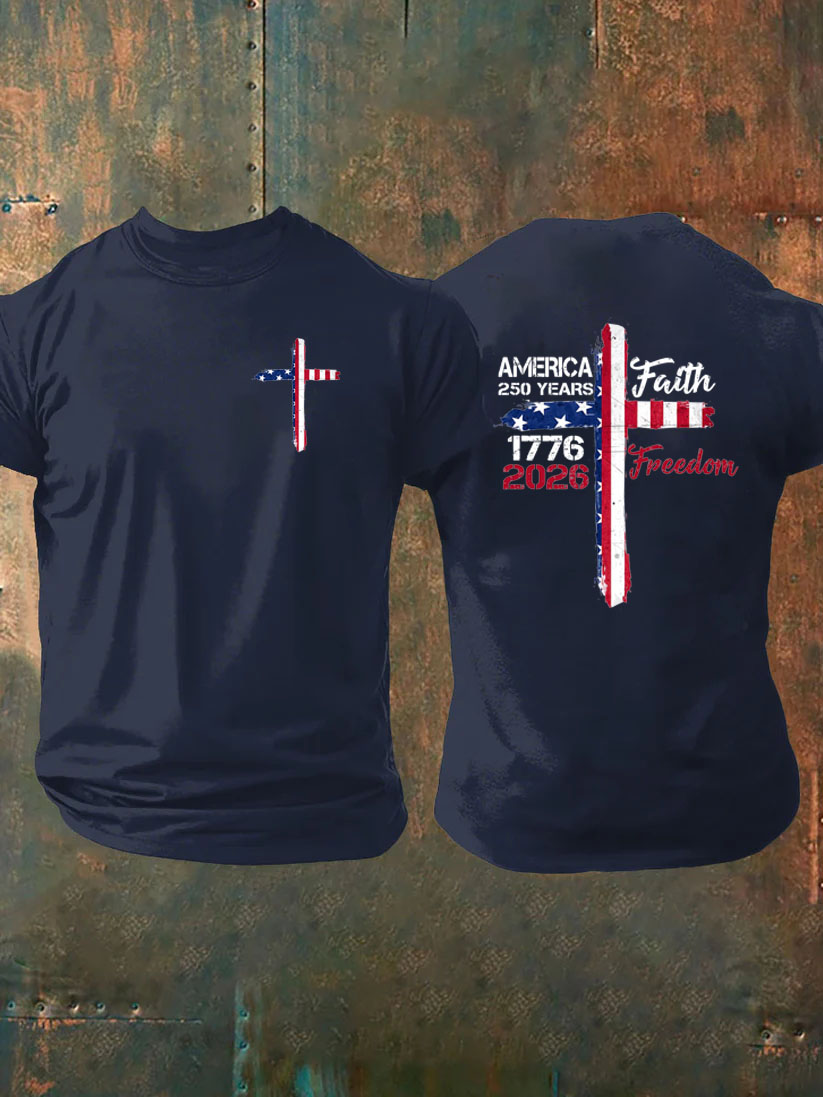 Faith Freedom Pattern 100% Cotton T-Shirt