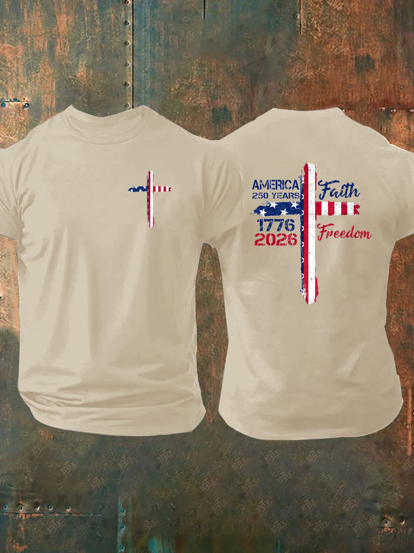 Faith Freedom Pattern 100% Cotton T-Shirt