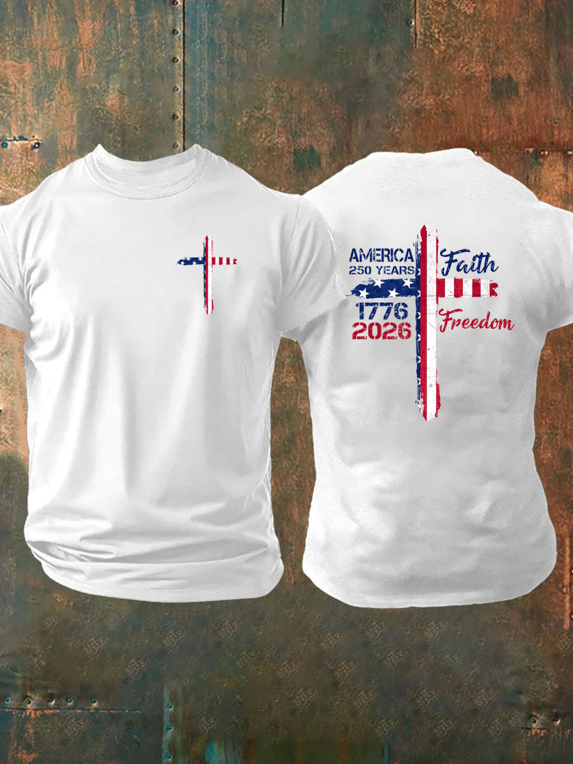 Faith Freedom Pattern 100% Cotton T-Shirt