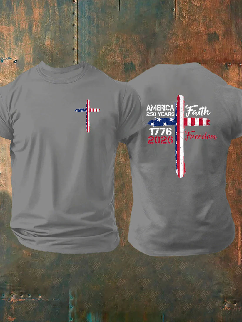 Faith Freedom Pattern 100% Cotton T-Shirt
