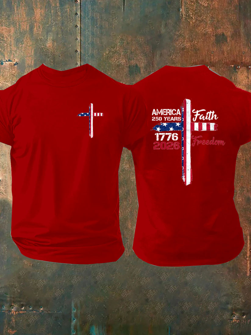 Faith Freedom Pattern 100% Cotton T-Shirt