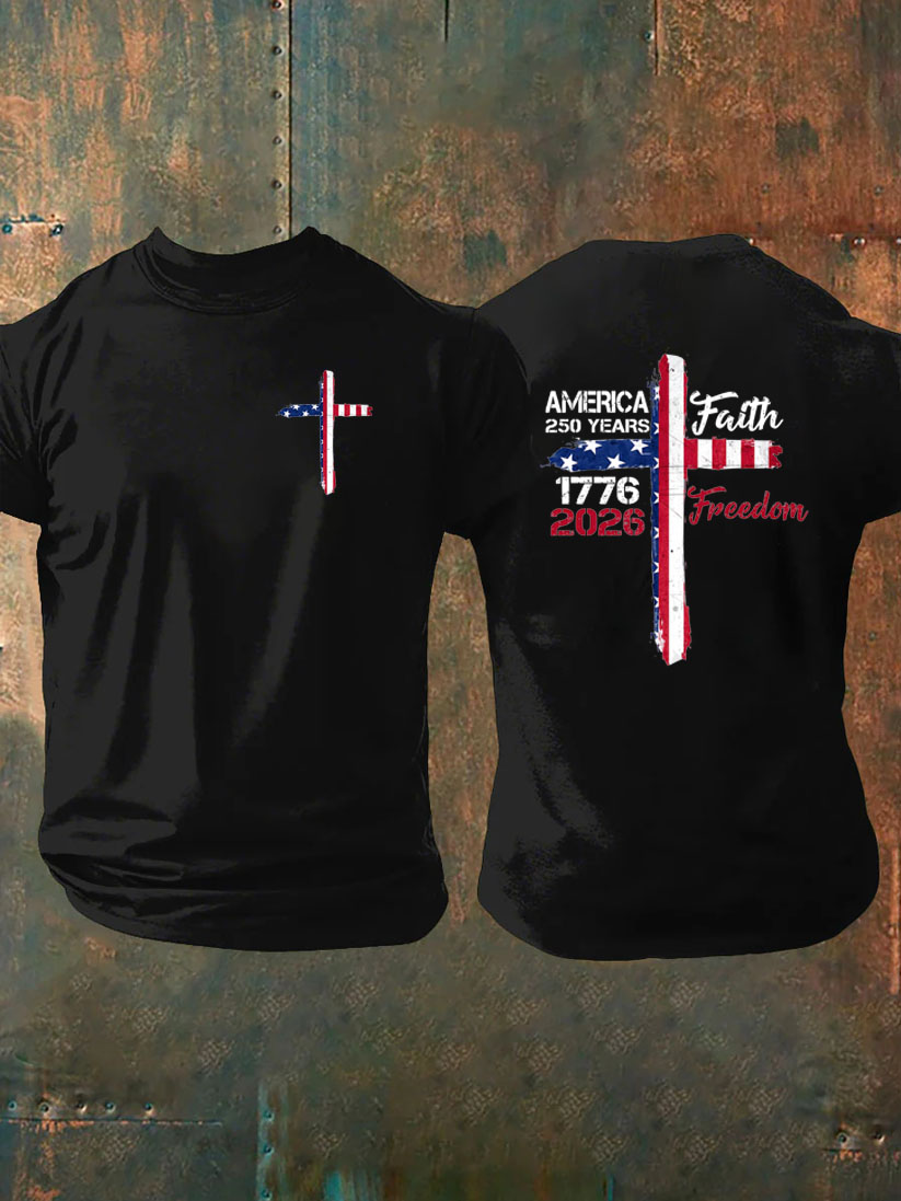 Faith Freedom Pattern 100% Cotton T-Shirt