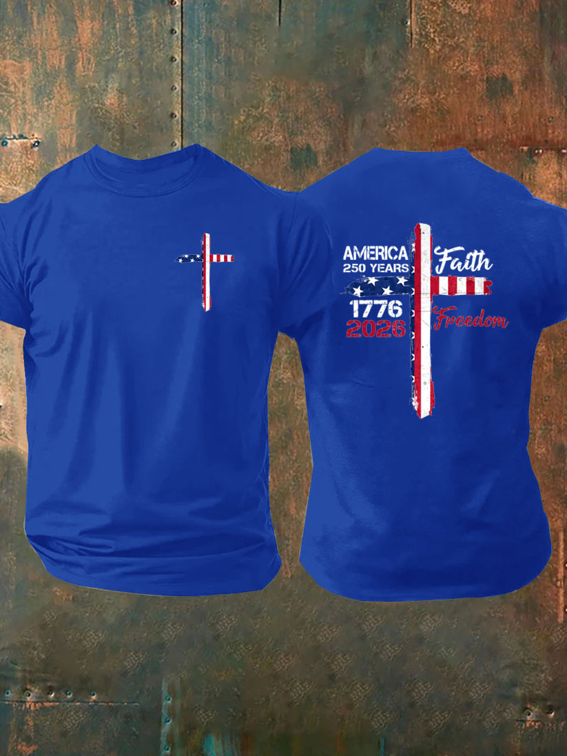 Faith Freedom Pattern 100% Cotton T-Shirt