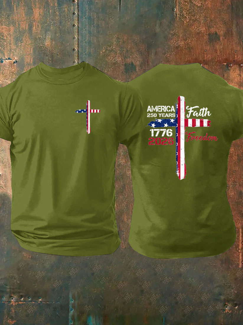 Faith Freedom Pattern 100% Cotton T-Shirt