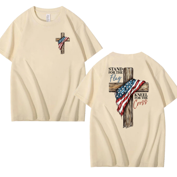 Stand For The Flag Kneel For The Cross 100% Cotton T-Shirt