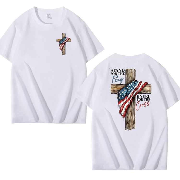 Stand For The Flag Kneel For The Cross 100% Cotton T-Shirt