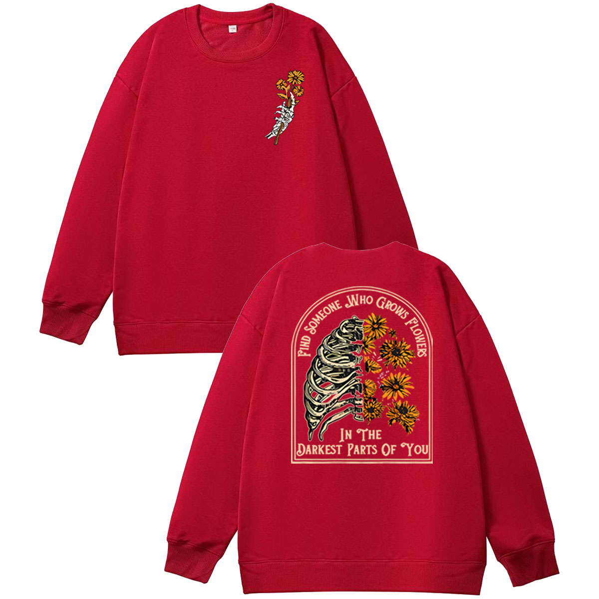 Find Someone Who Grows Flowers Sunflower Pattern 100% 300g Cotton Crew Neck Sweatshirt