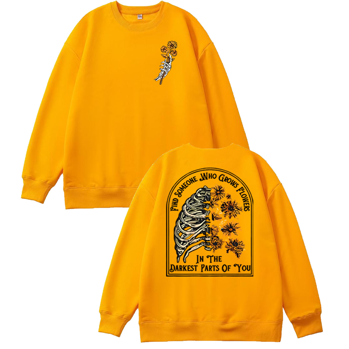 Find Someone Who Grows Flowers Sunflower Pattern 100% 300g Cotton Crew Neck Sweatshirt
