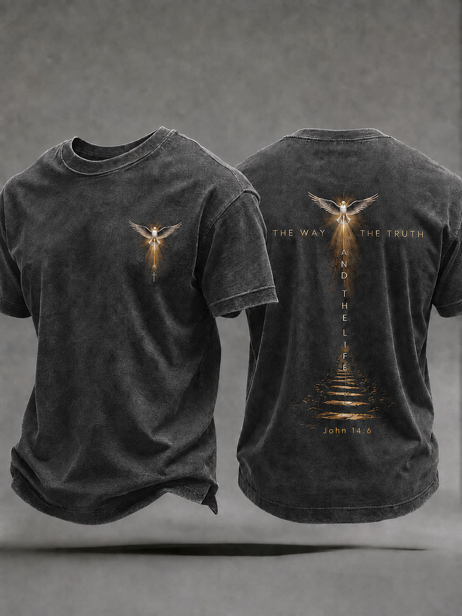Men's 'Jesus The Way The Truth And The Life' Printed Casual T-shirt