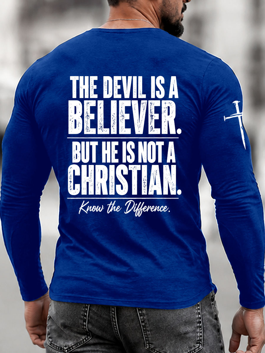 Know the Difference Pattern Long Sleeve 100% Cotton T-Shirt
