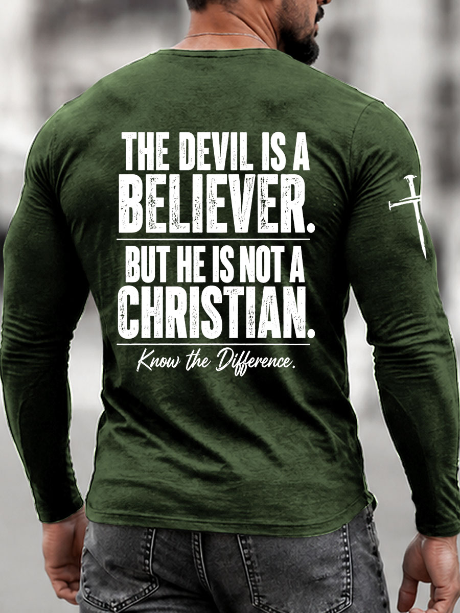 Know the Difference Pattern Long Sleeve 100% Cotton T-Shirt
