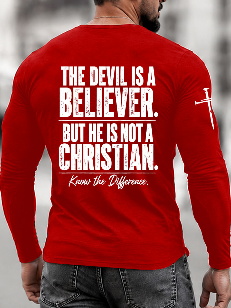 Know the Difference Pattern Long Sleeve 100% Cotton T-Shirt