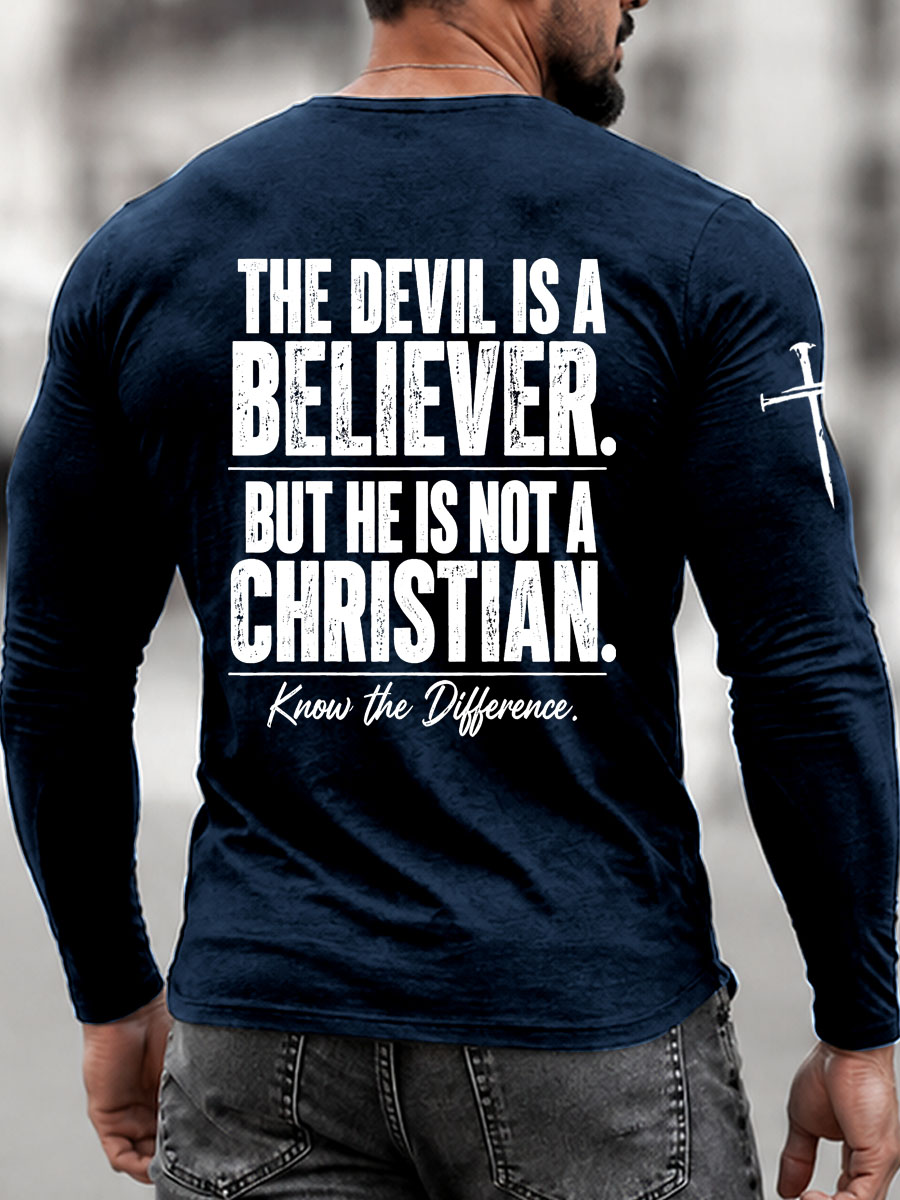 Know the Difference Pattern Long Sleeve 100% Cotton T-Shirt