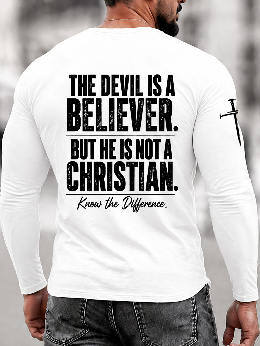 Know the Difference Pattern Long Sleeve 100% Cotton T-Shirt