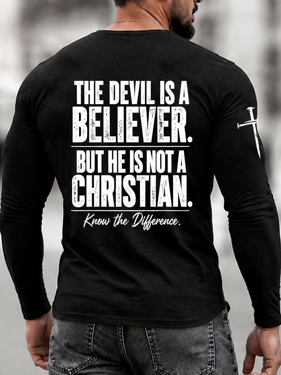 Know the Difference Pattern Long Sleeve 100% Cotton T-Shirt