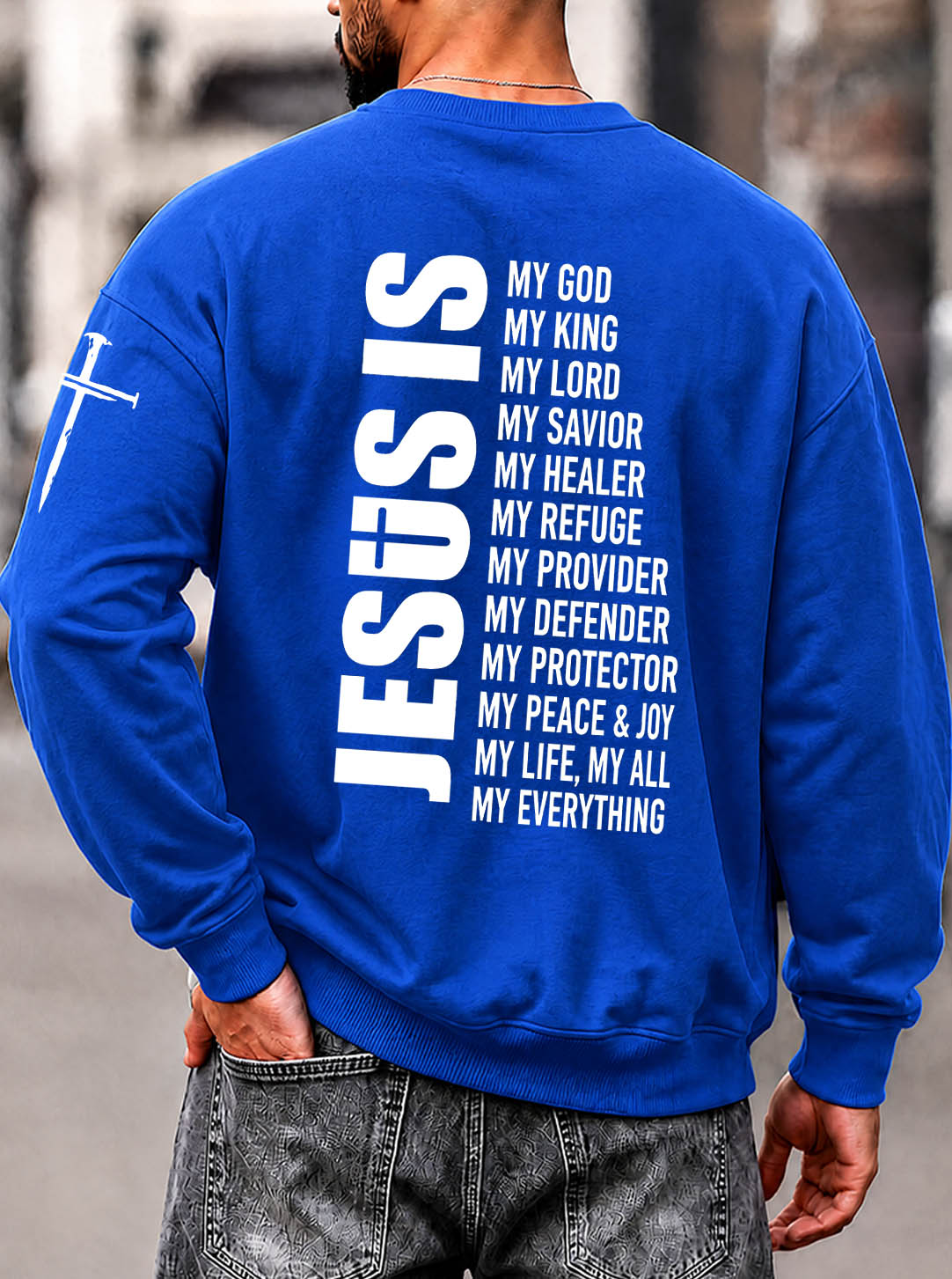 Jesus Is My  Pattern 300g Cotton Crew Neck Sweatshirt