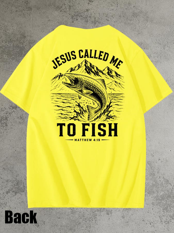 Jesus Called Me To Fish Pattern 100% Cotton T-Shirt