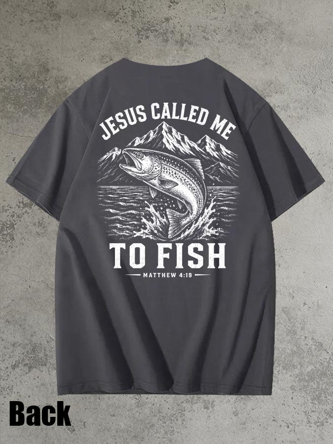 Jesus Called Me To Fish Pattern 100% Cotton T-Shirt