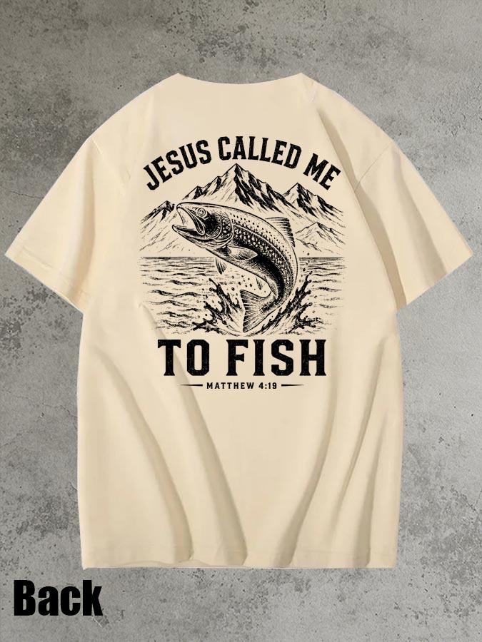Jesus Called Me To Fish Pattern 100% Cotton T-Shirt