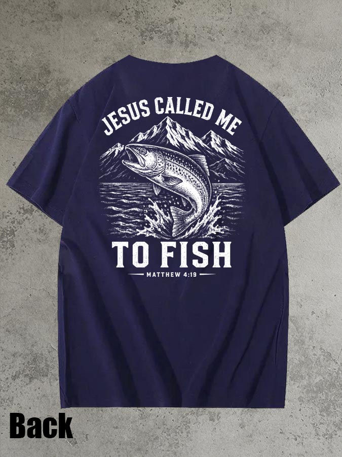 Jesus Called Me To Fish Pattern 100% Cotton T-Shirt