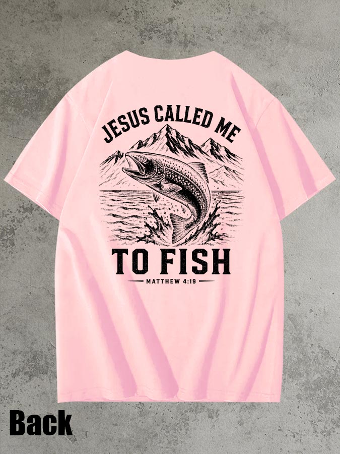 Jesus Called Me To Fish Pattern 100% Cotton T-Shirt