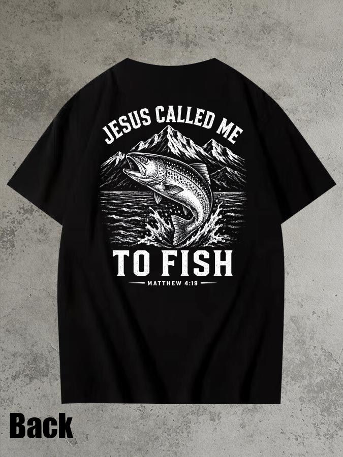 Jesus Called Me To Fish Pattern 100% Cotton T-Shirt