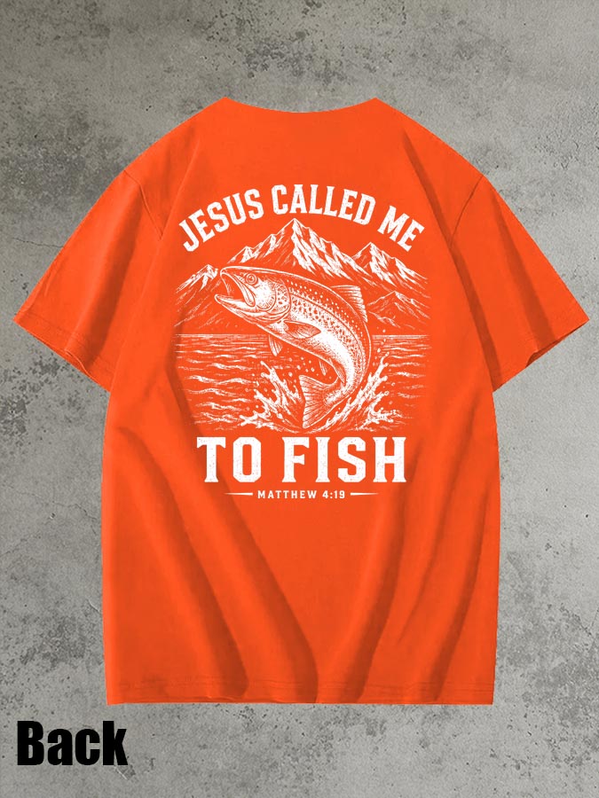 Jesus Called Me To Fish Pattern 100% Cotton T-Shirt