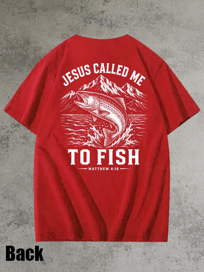 Jesus Called Me To Fish Pattern 100% Cotton T-Shirt
