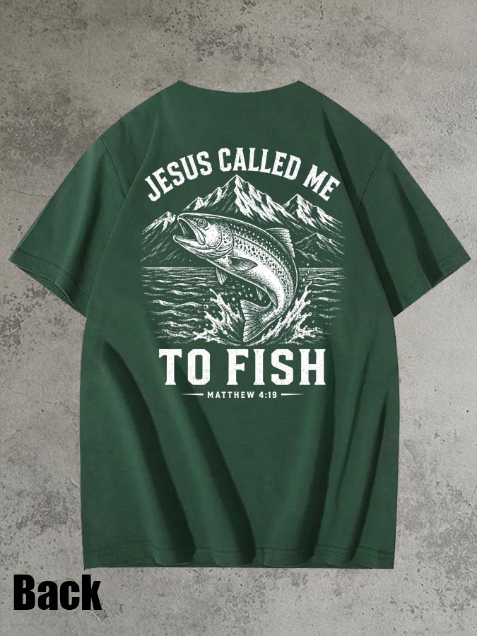 Jesus Called Me To Fish Pattern 100% Cotton T-Shirt