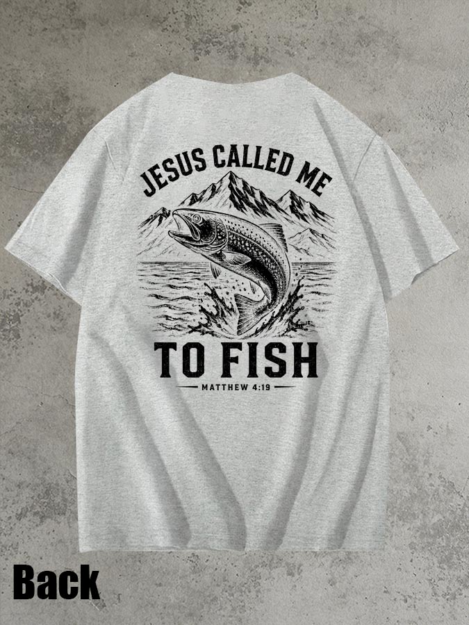 Jesus Called Me To Fish Pattern 100% Cotton T-Shirt