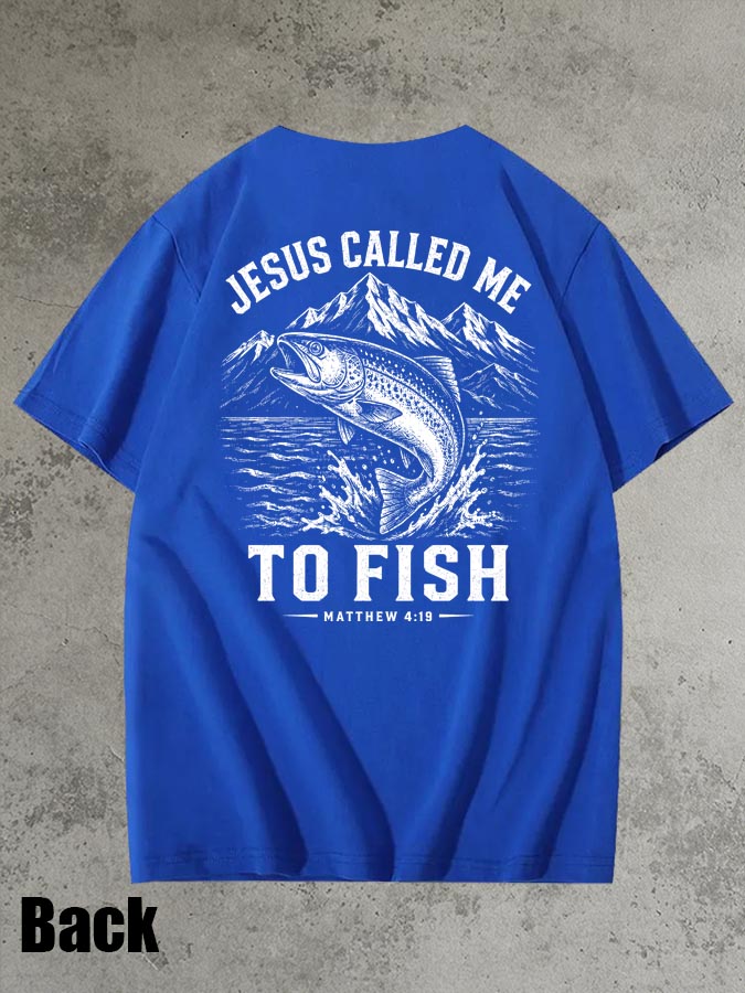 Jesus Called Me To Fish Pattern 100% Cotton T-Shirt