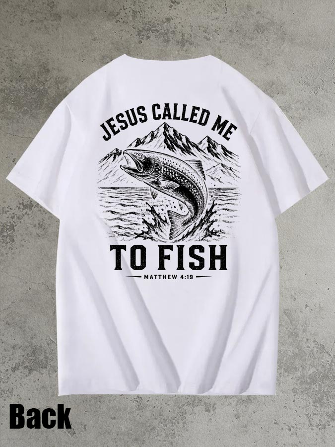 Jesus Called Me To Fish Pattern 100% Cotton T-Shirt