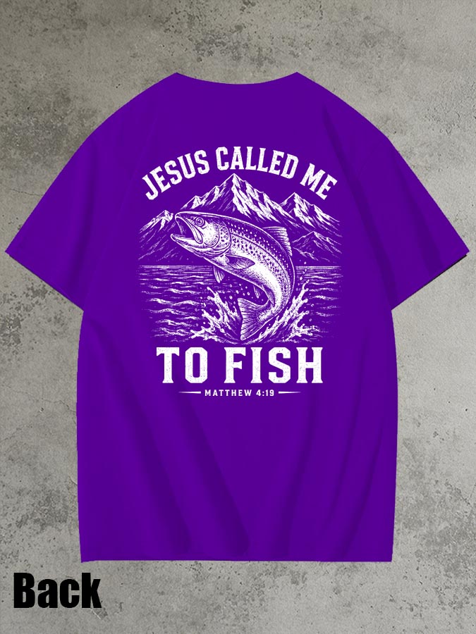Jesus Called Me To Fish Pattern 100% Cotton T-Shirt