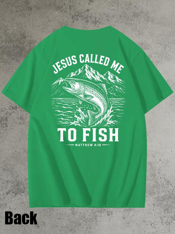 Jesus Called Me To Fish Pattern 100% Cotton T-Shirt