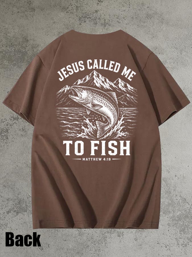 Jesus Called Me To Fish Pattern 100% Cotton T-Shirt