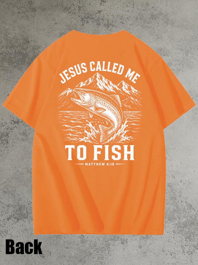Jesus Called Me To Fish Pattern 100% Cotton T-Shirt