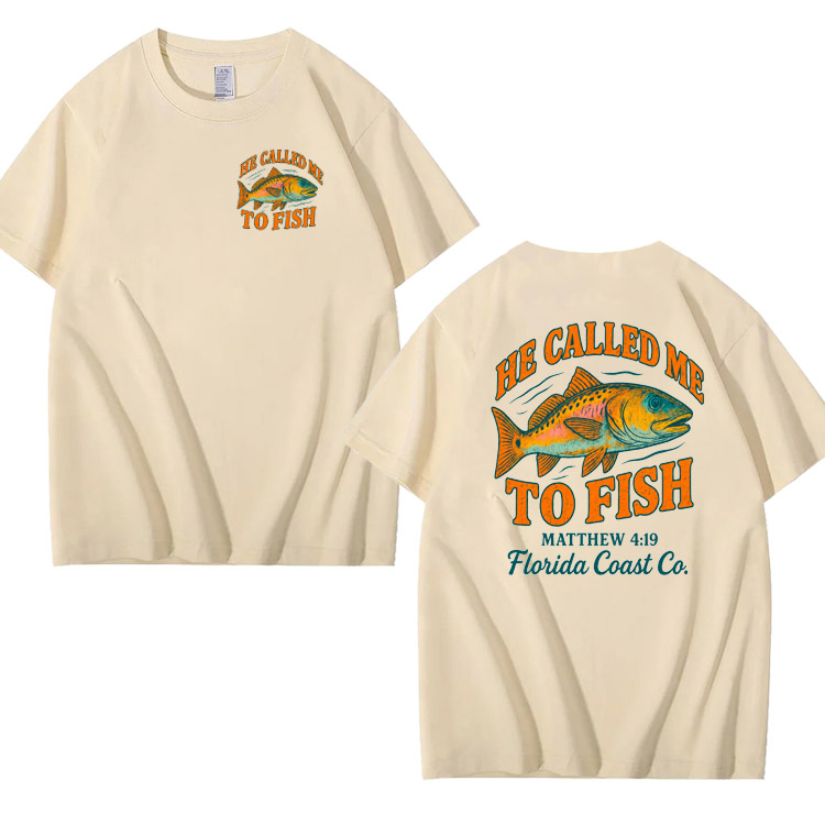 He Called Me To Fish Pattern 100% Cotton T-Shirt
