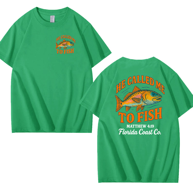 He Called Me To Fish Pattern 100% Cotton T-Shirt