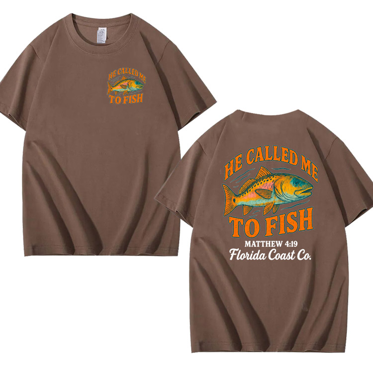 He Called Me To Fish Pattern 100% Cotton T-Shirt
