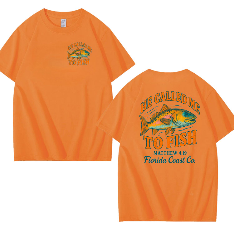 He Called Me To Fish Pattern 100% Cotton T-Shirt