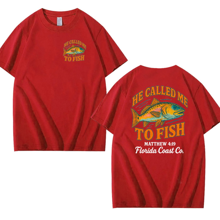 He Called Me To Fish Pattern 100% Cotton T-Shirt