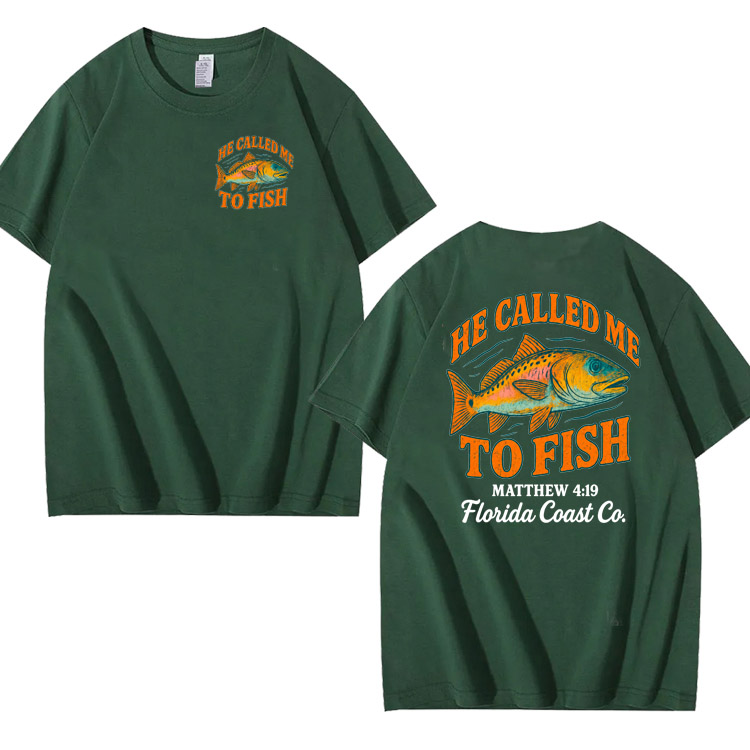 He Called Me To Fish Pattern 100% Cotton T-Shirt
